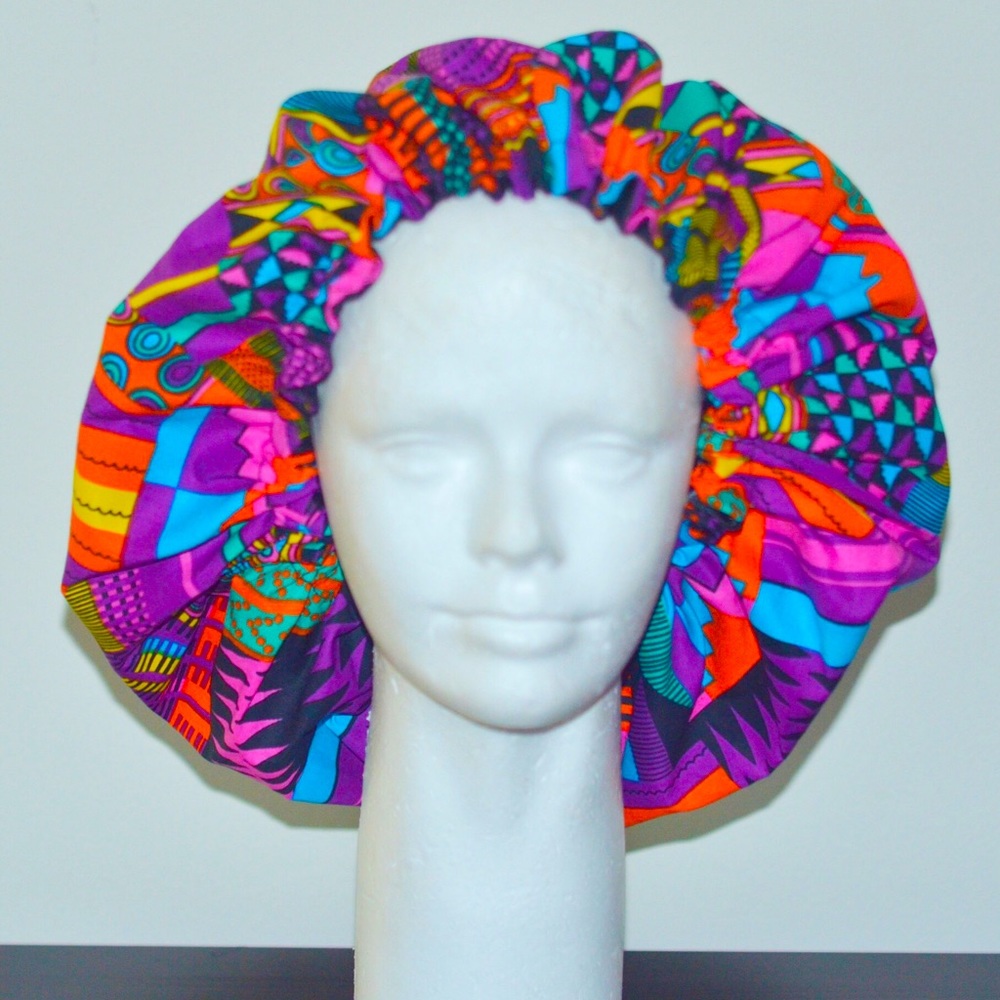 Ankara bonnet with satin lining